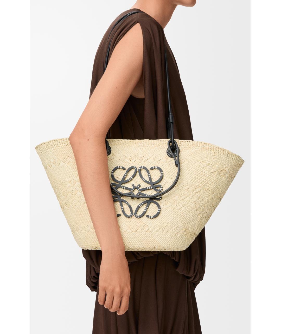 LOEWE Бежевая кожаная сумка тоут, фото 3