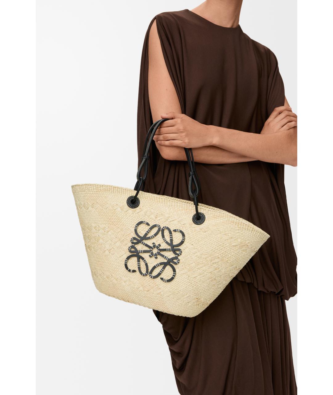 LOEWE Бежевая кожаная сумка тоут, фото 2