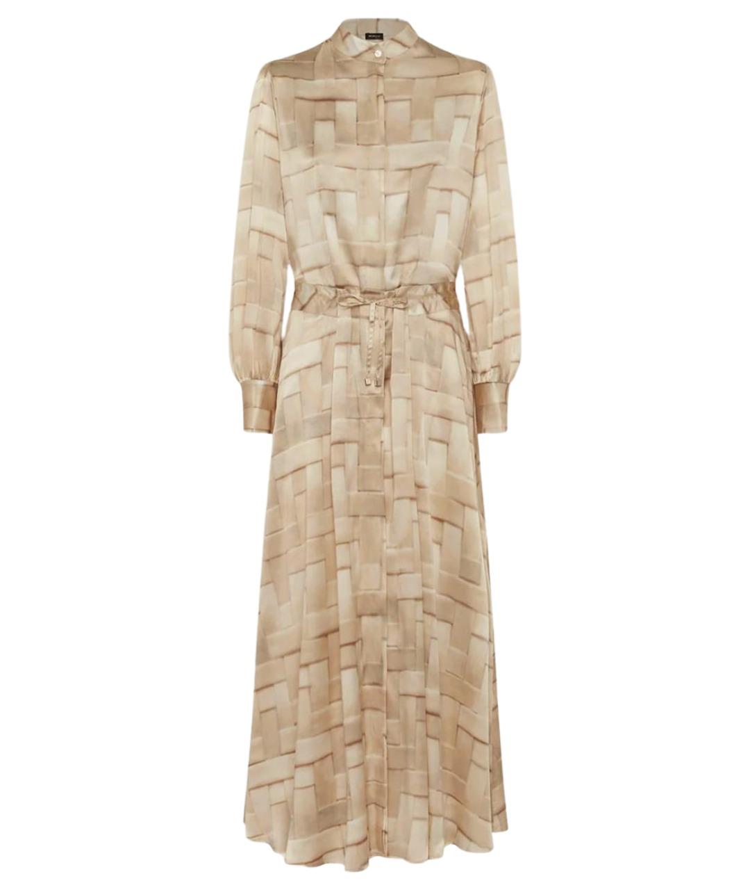 KITON Бежевое шелковое повседневное платье, фото 1