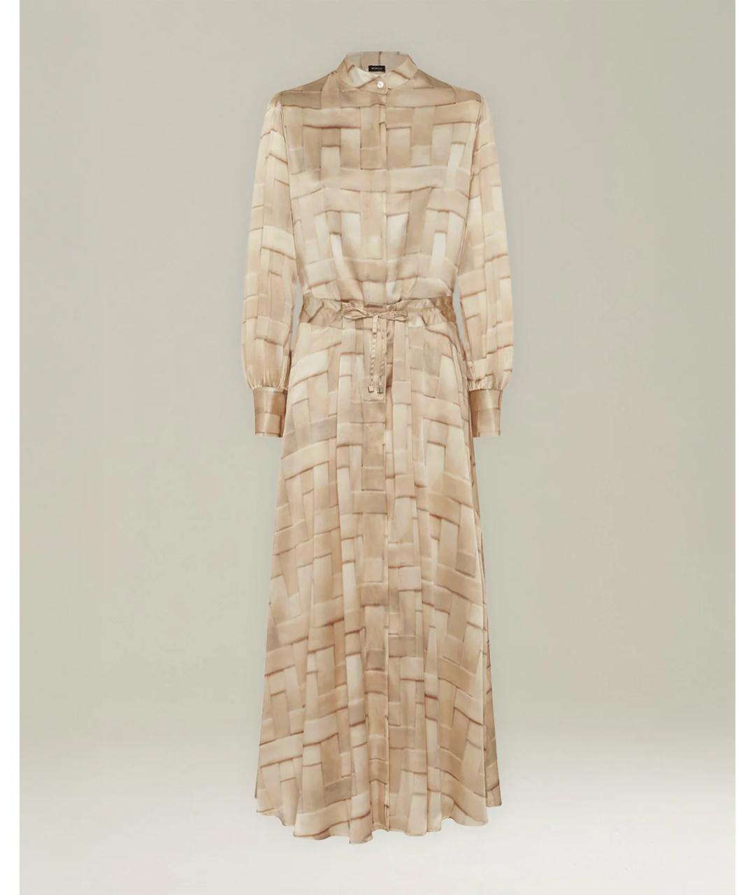 KITON Бежевое шелковое повседневное платье, фото 5