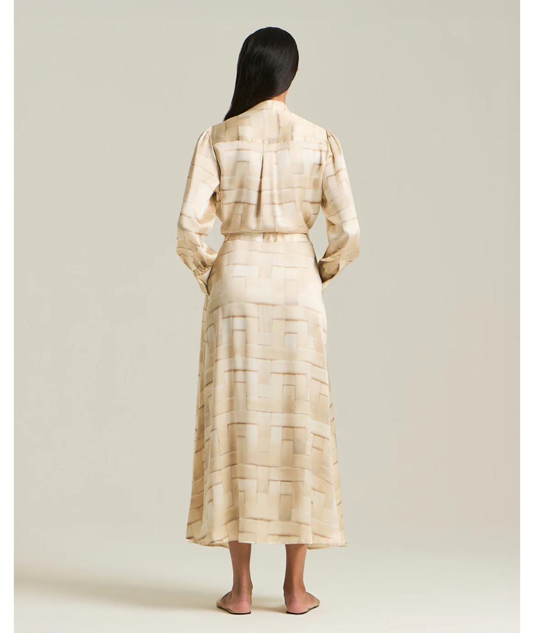KITON Бежевое шелковое повседневное платье, фото 3