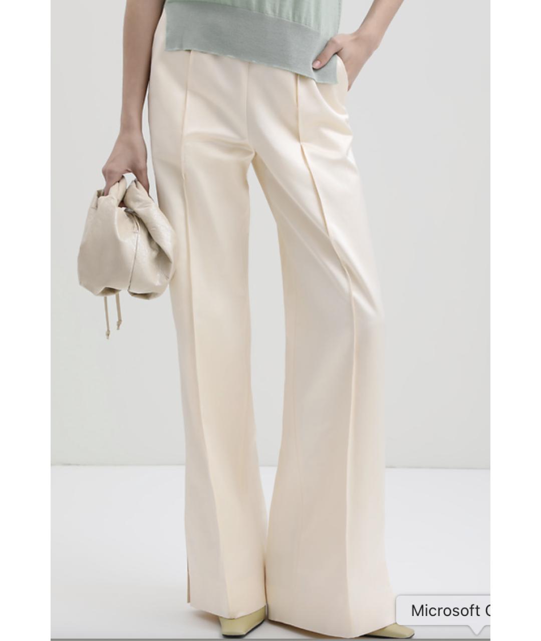 JIL SANDER Белые хлопковые прямые брюки, фото 6