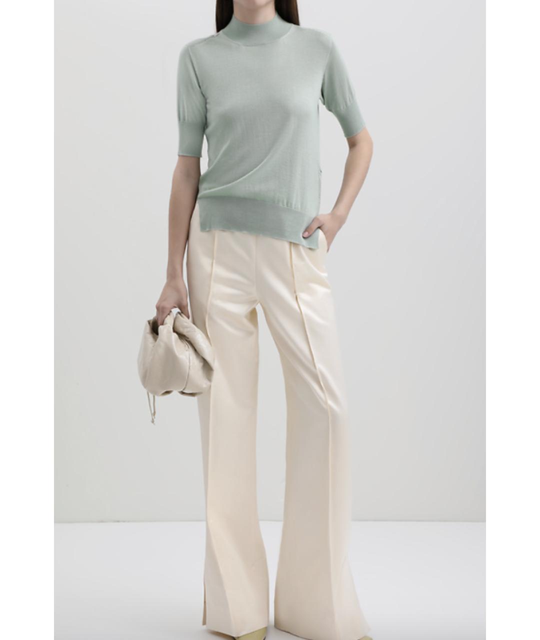 JIL SANDER Белые хлопковые прямые брюки, фото 4