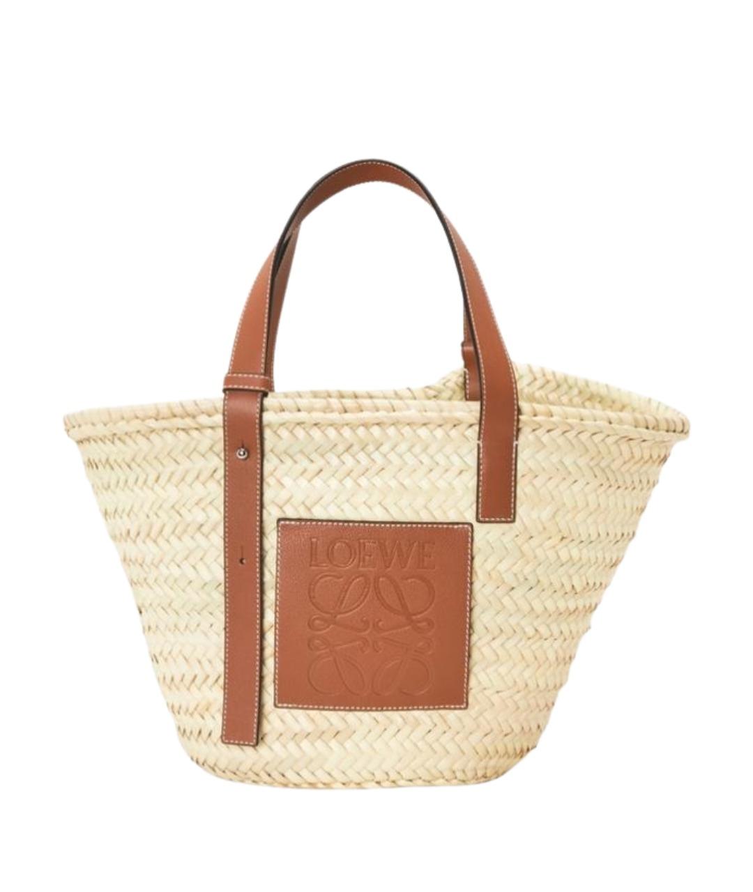 LOEWE Бежевая кожаная сумка тоут, фото 1