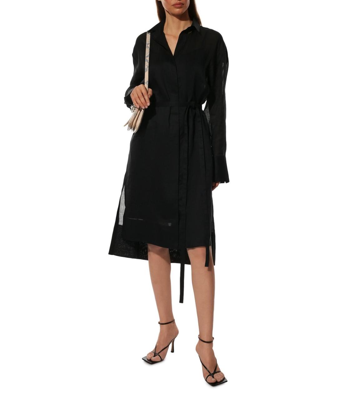 JOSEPH Черное льняное повседневное платье, фото 2