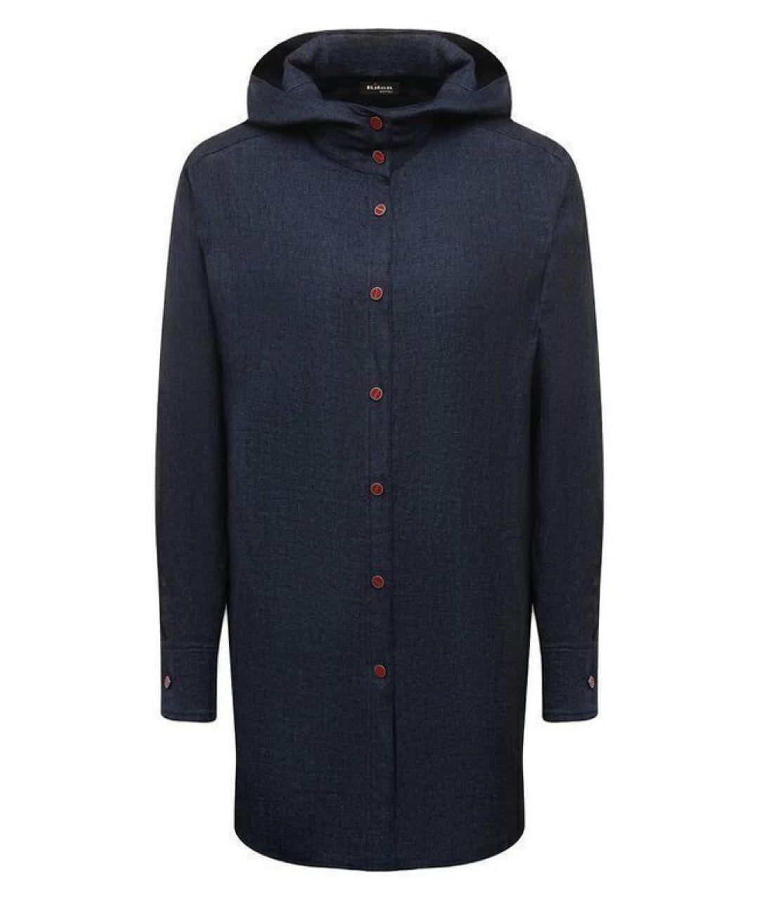 KITON Темно-синяя льняная рубашка, фото 1