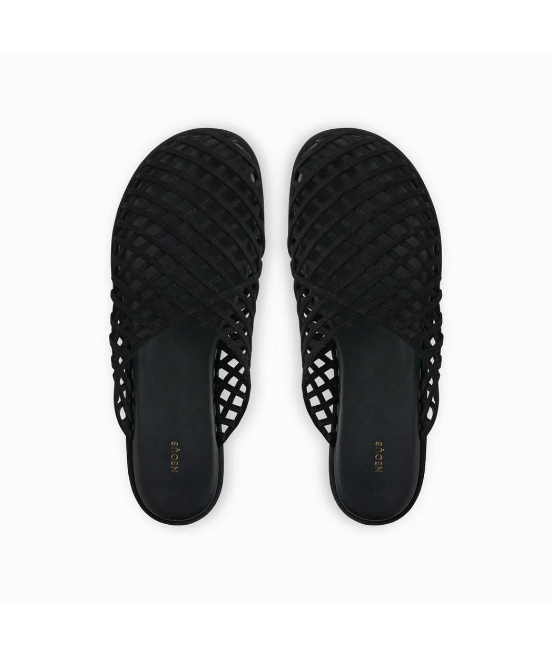 NEOUS Черные кожаные шлепанцы, фото 2