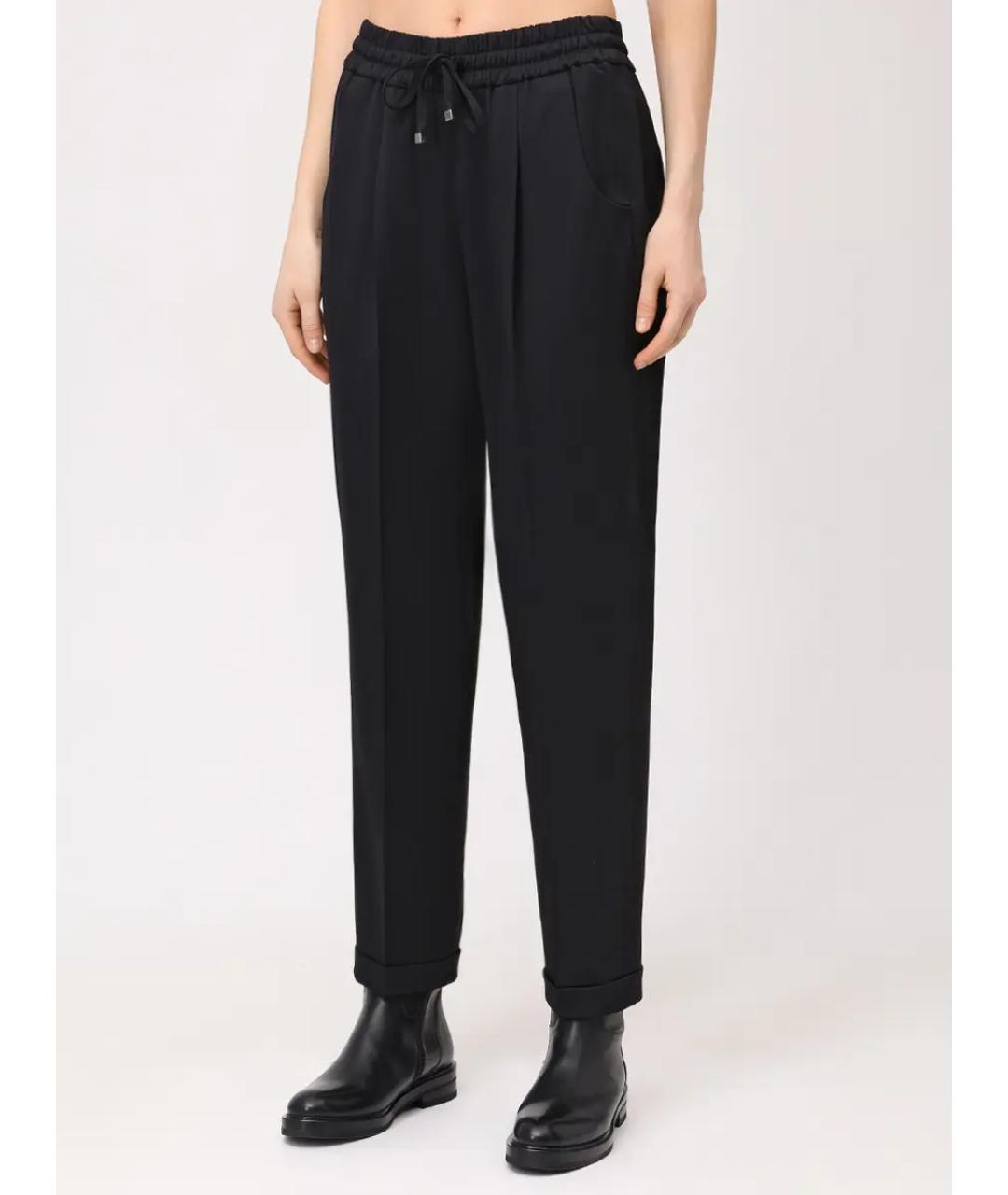 KITON Черные шерстяные прямые брюки, фото 3