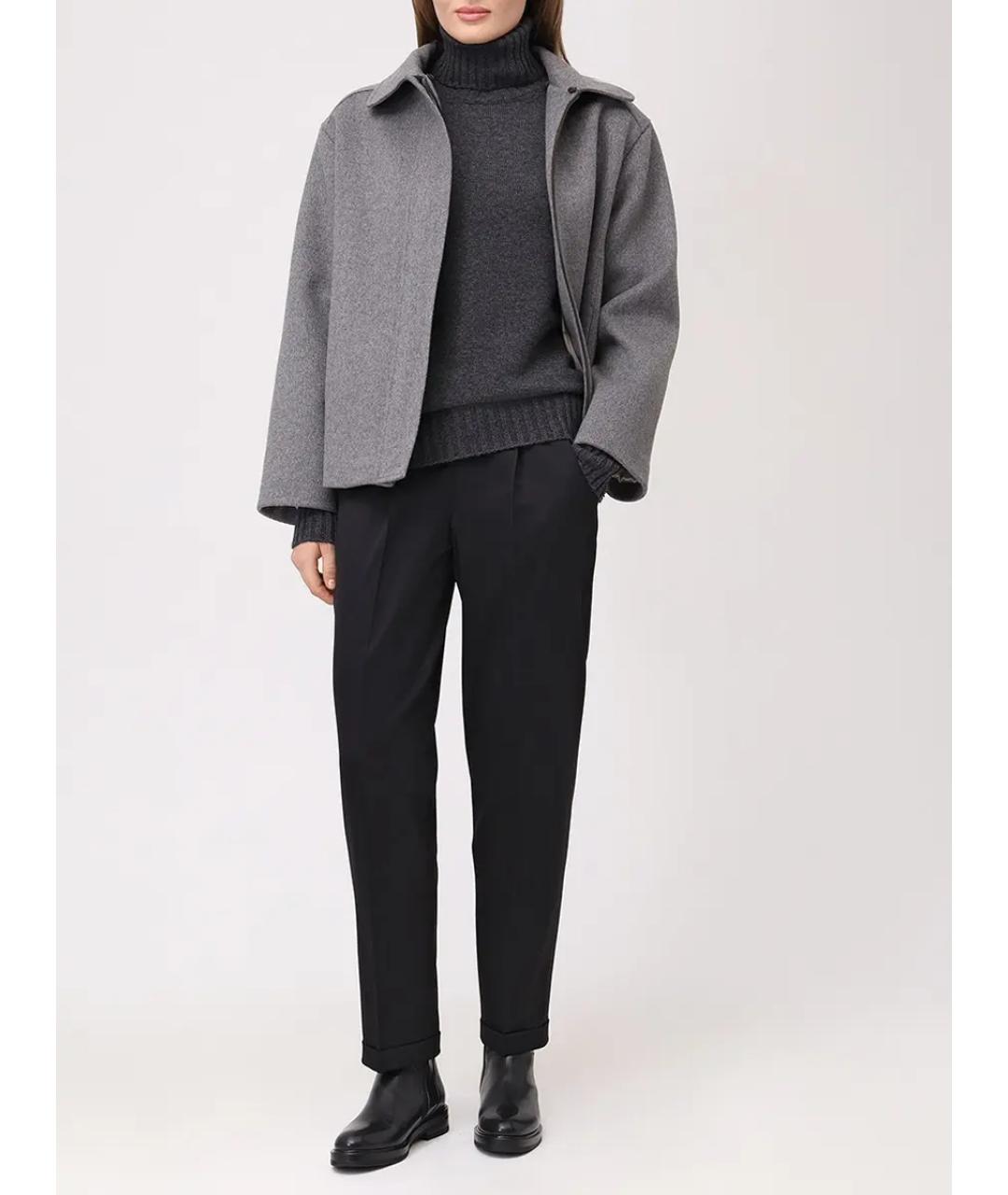 KITON Черные шерстяные прямые брюки, фото 5