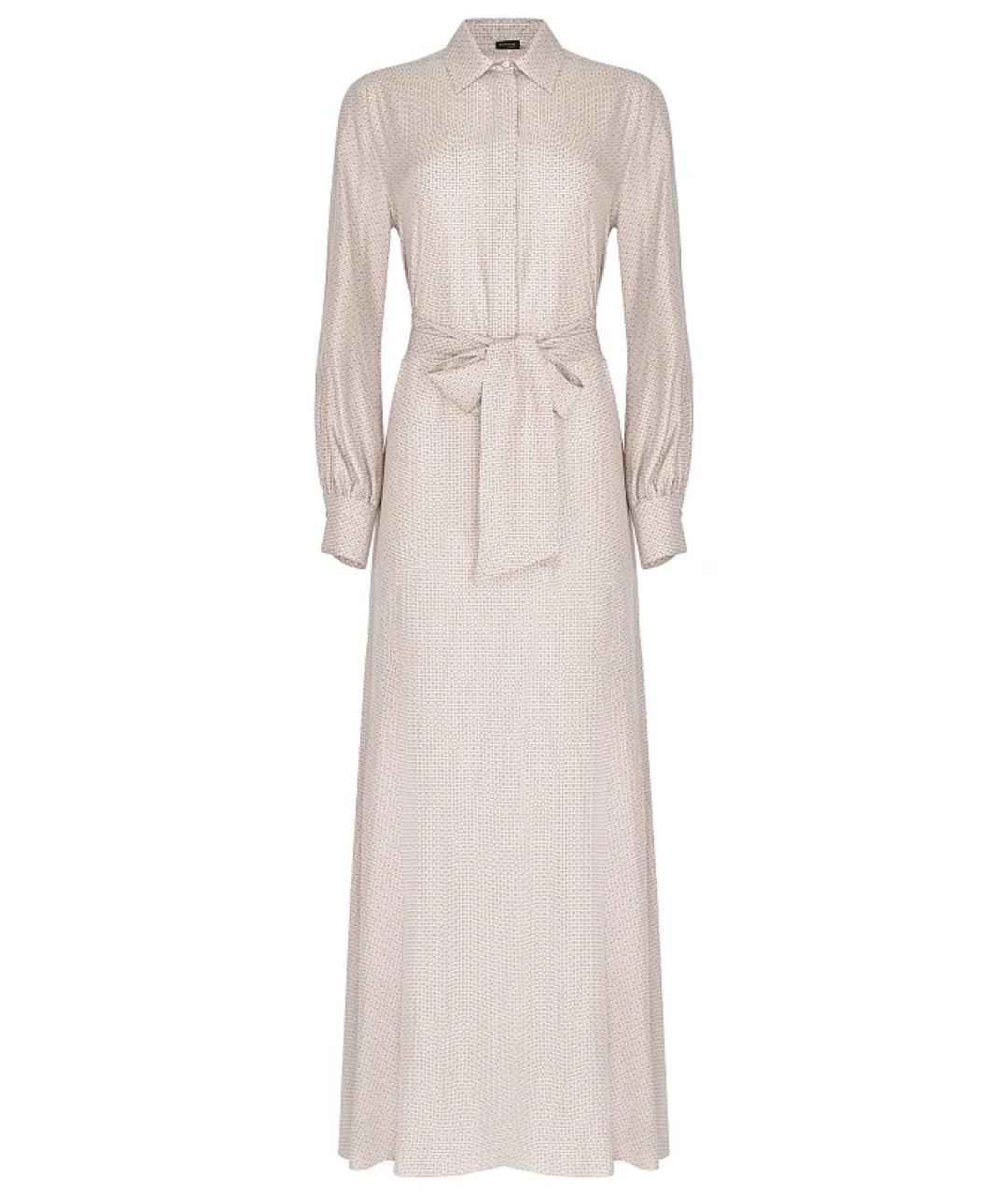 KITON Бежевое шелковое повседневное платье, фото 1