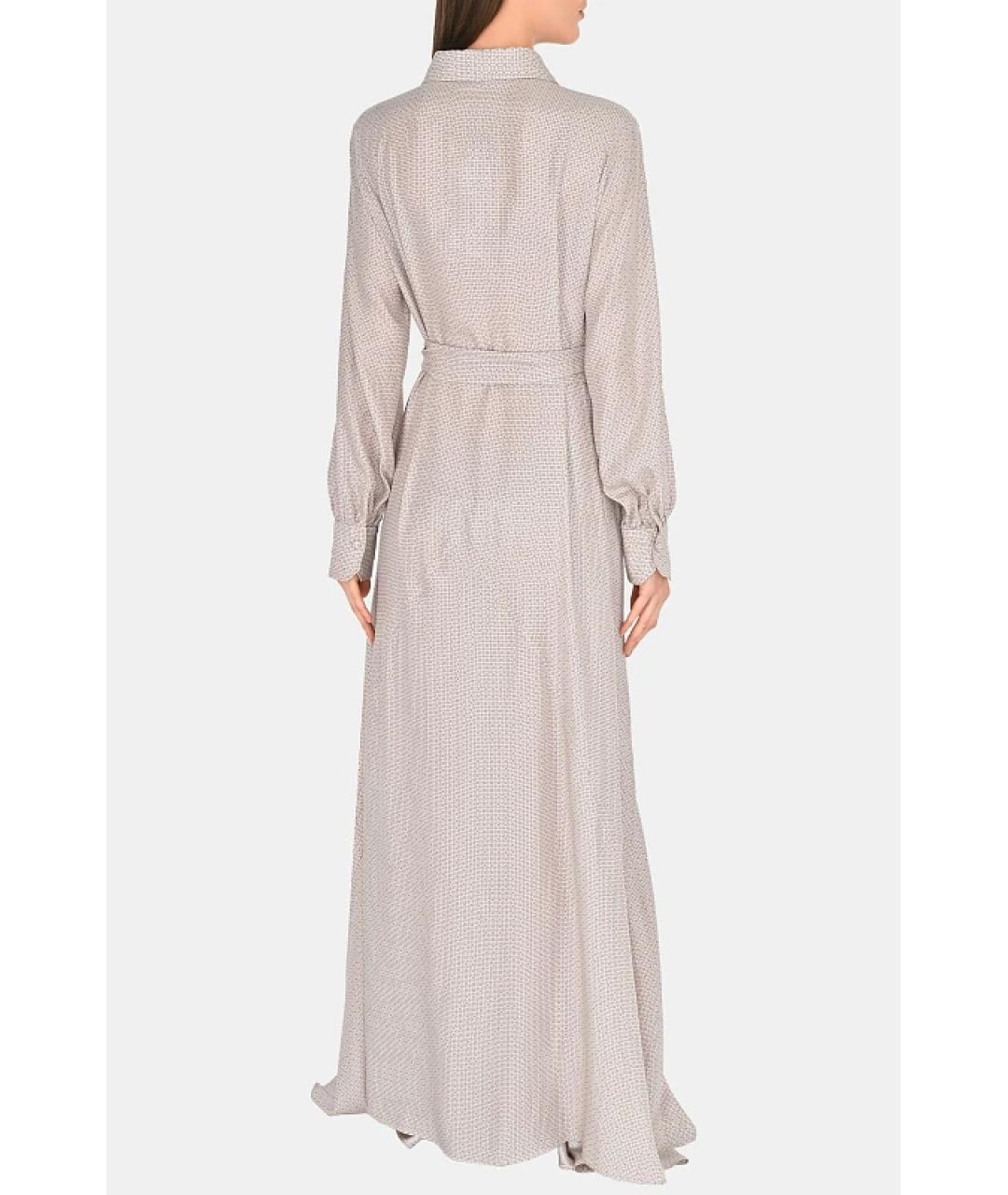 KITON Бежевое шелковое повседневное платье, фото 3