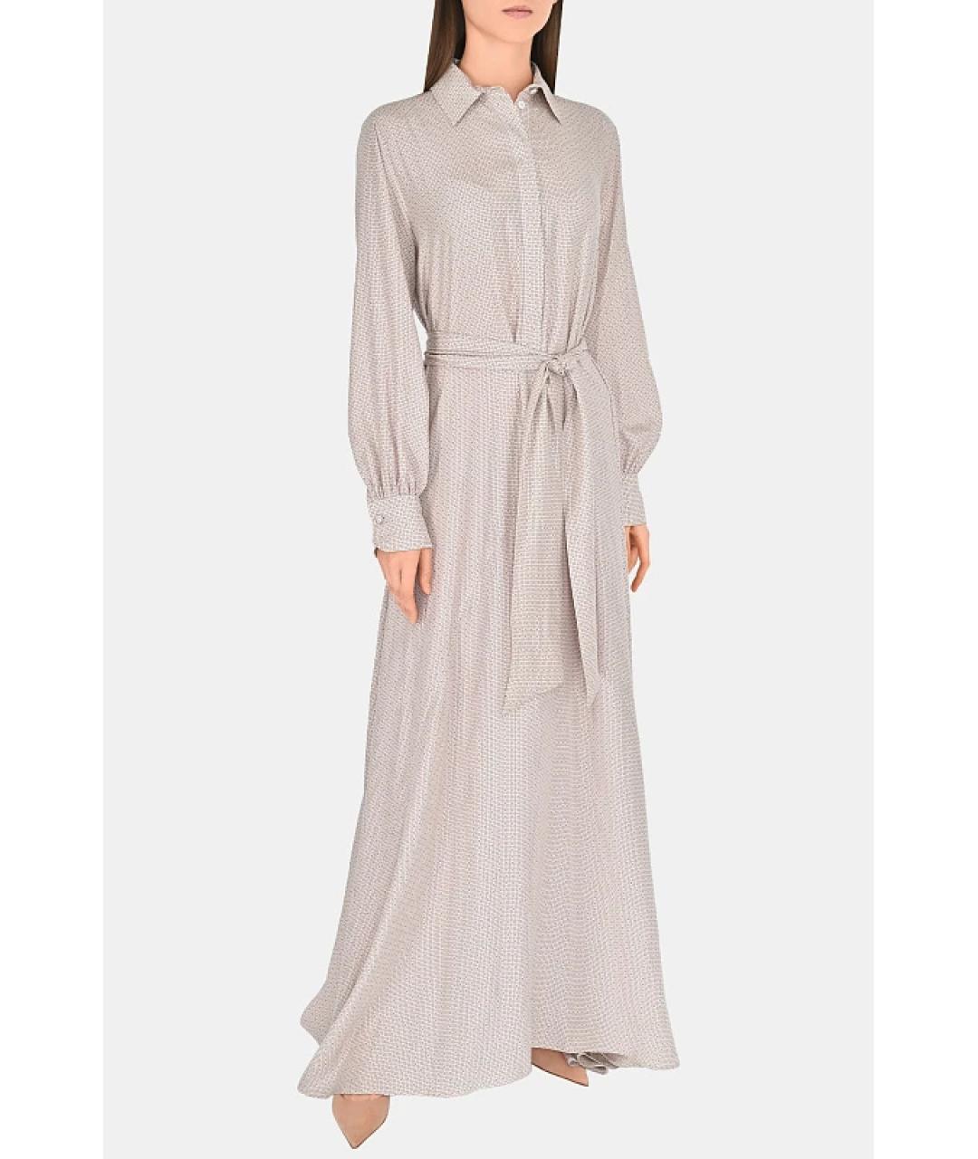 KITON Бежевое шелковое повседневное платье, фото 5