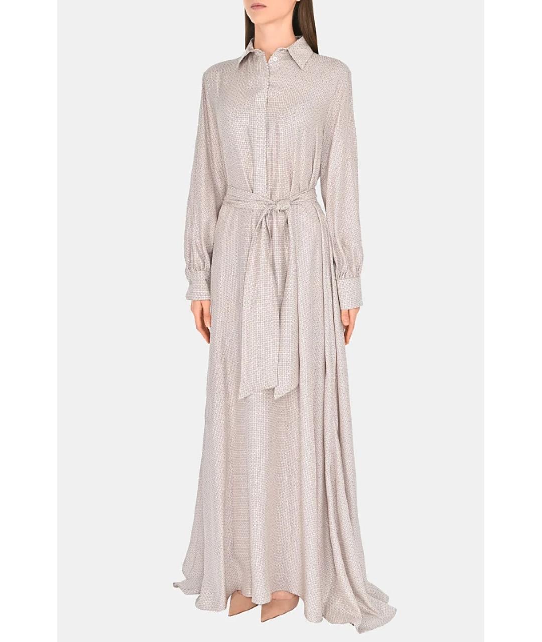 KITON Бежевое шелковое повседневное платье, фото 2