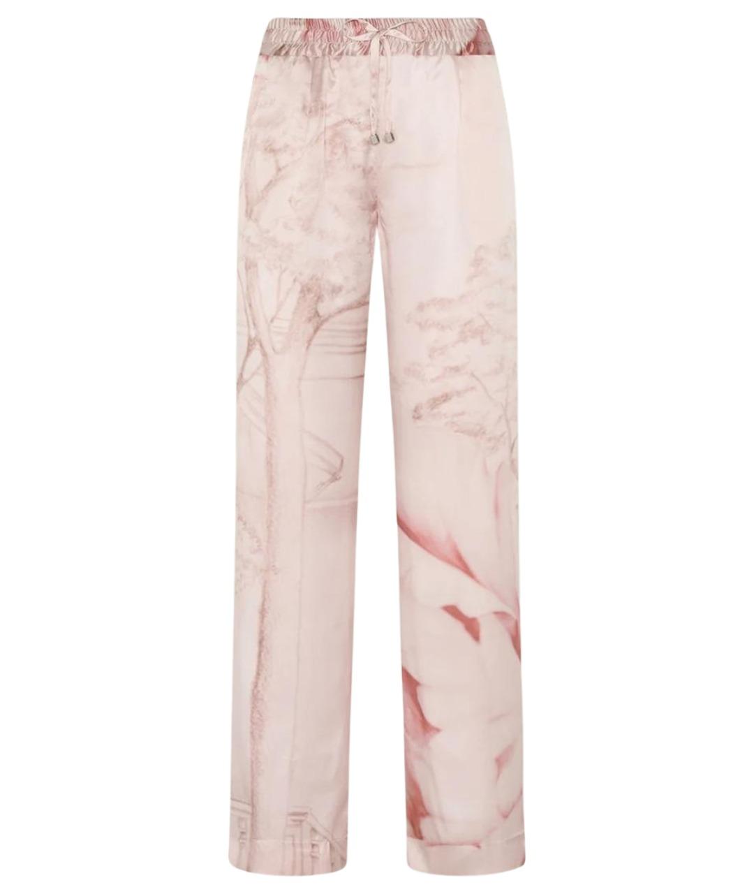 KITON Розовые шелковые прямые брюки, фото 1