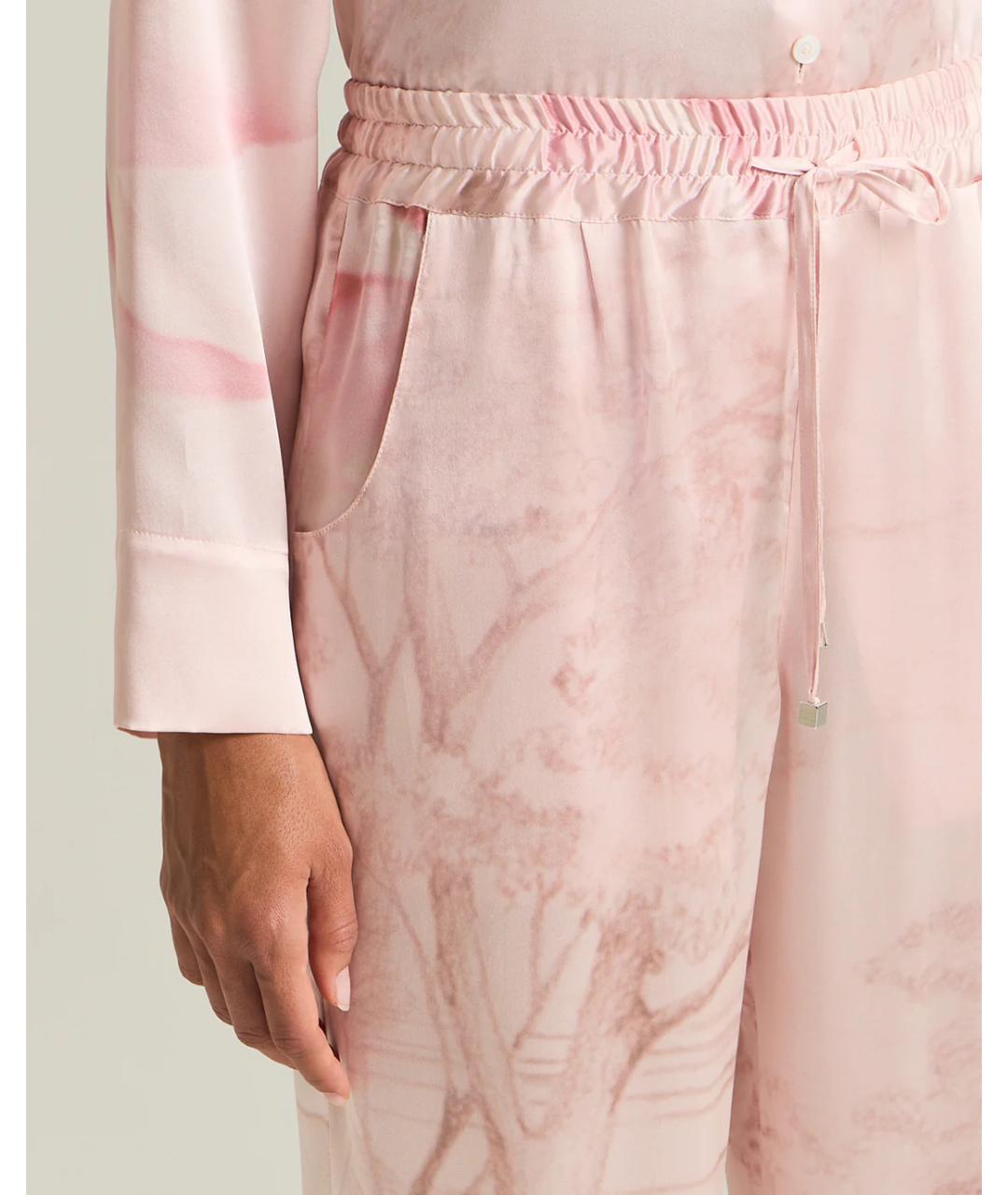 KITON Розовые шелковые прямые брюки, фото 4