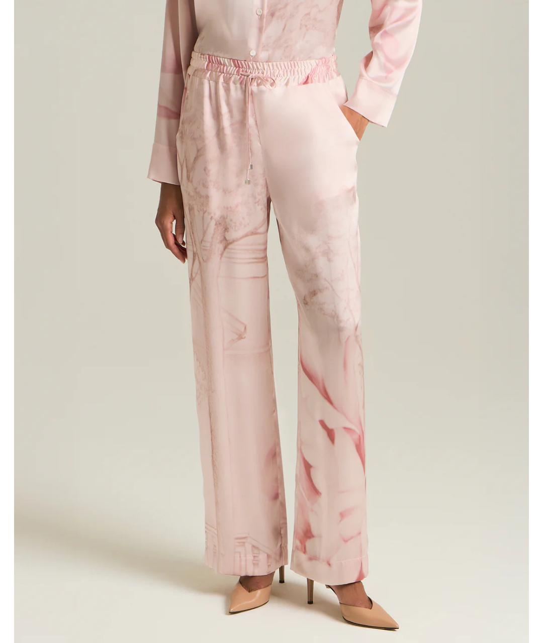 KITON Розовые шелковые прямые брюки, фото 2