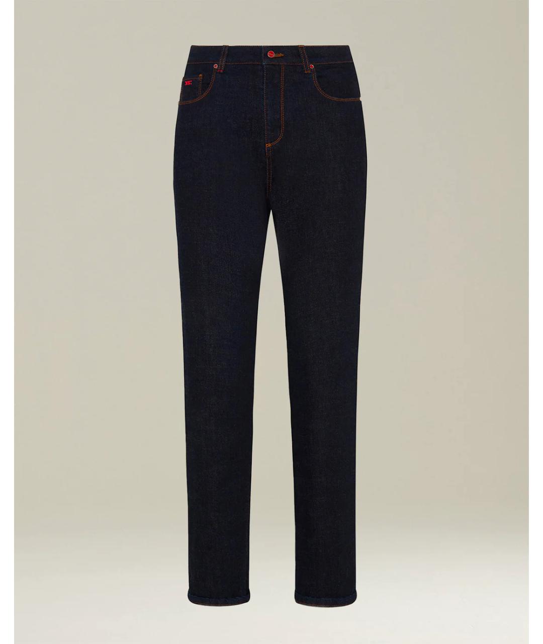 KITON Темно-синие хлопко-эластановые прямые джинсы, фото 5