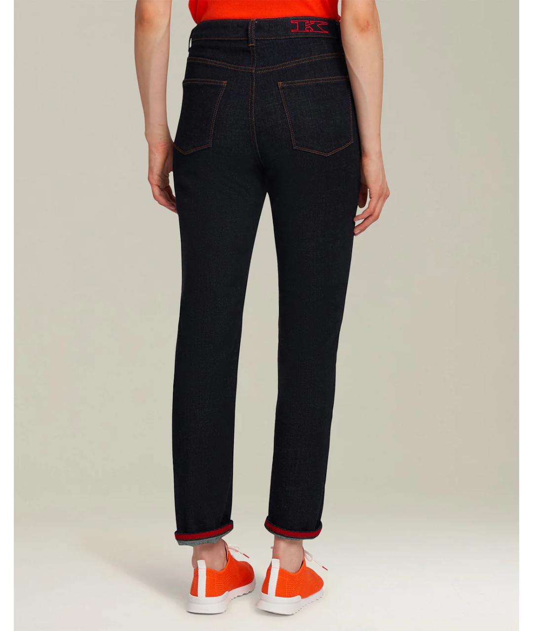 KITON Темно-синие хлопко-эластановые прямые джинсы, фото 3