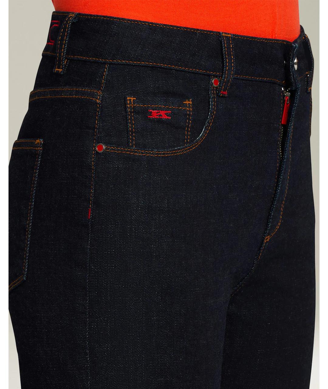 KITON Темно-синие хлопко-эластановые прямые джинсы, фото 4