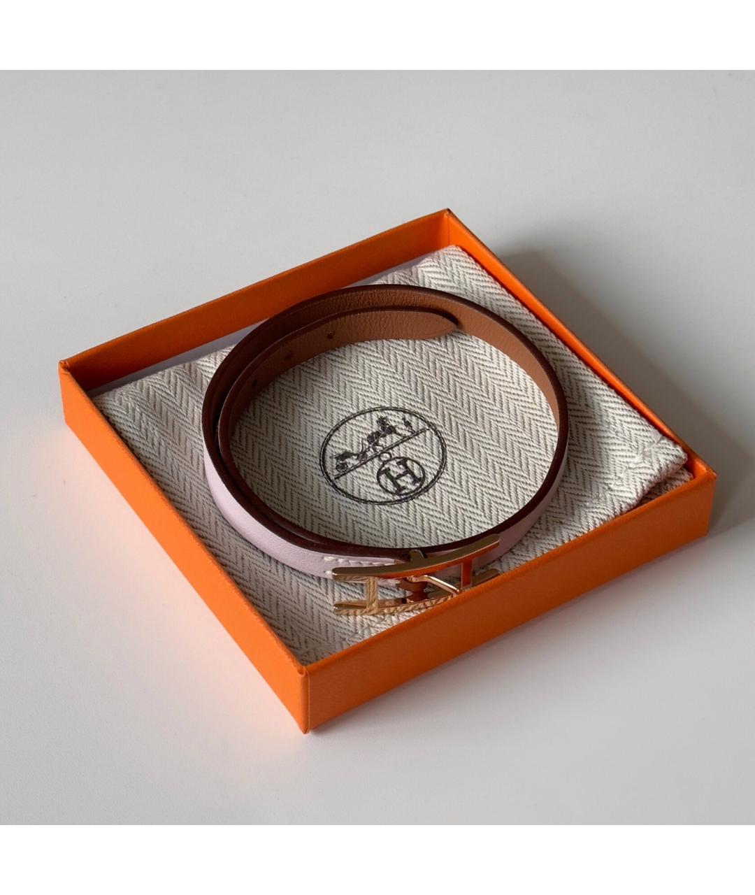 HERMES Коричневый кожаный браслет, фото 3