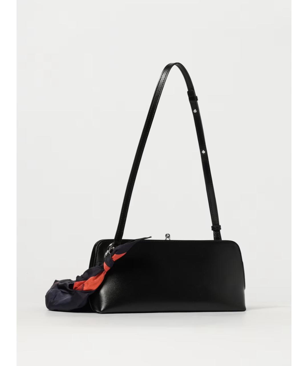 JIL SANDER Черная кожаная сумка через плечо, фото 3
