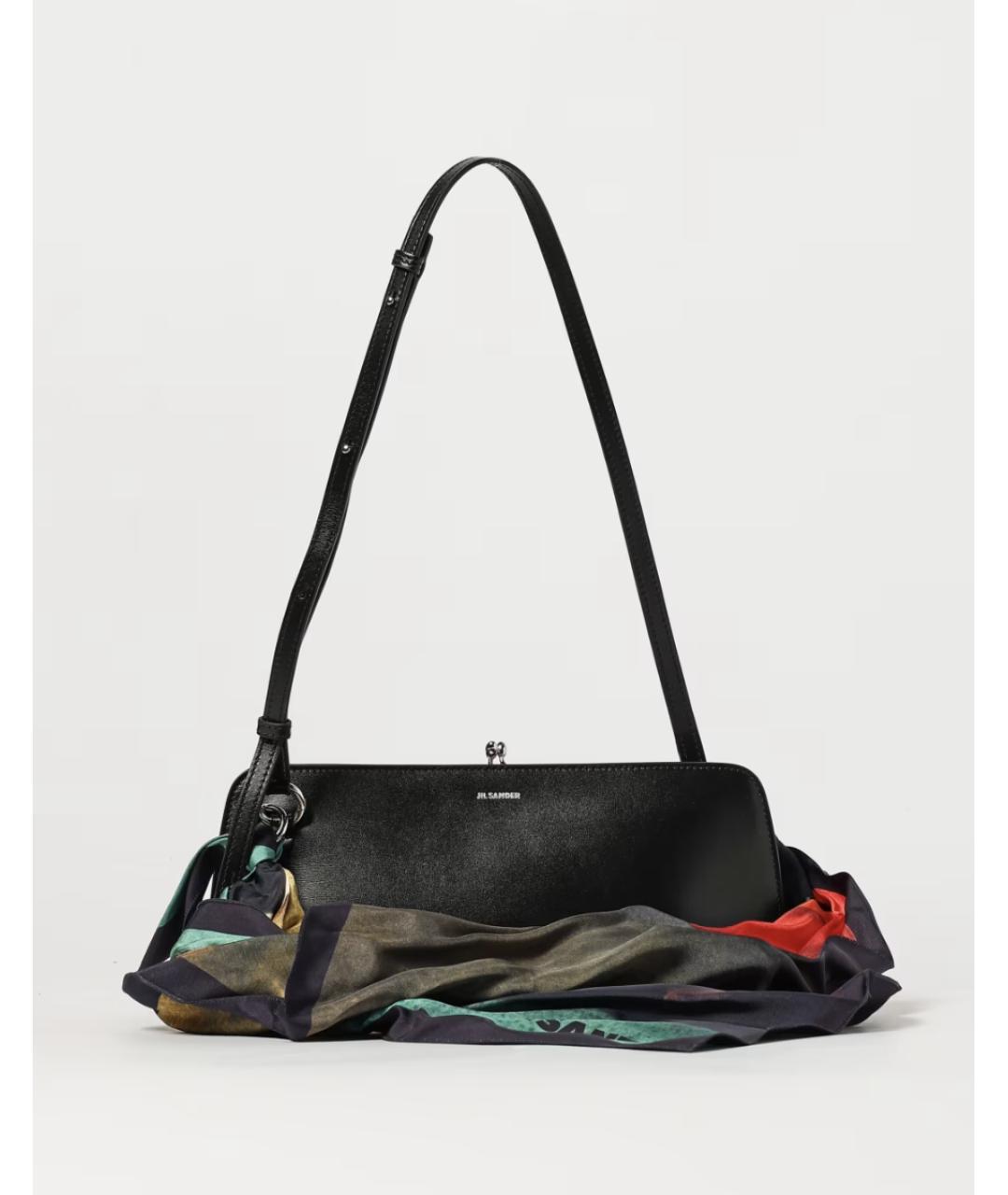 JIL SANDER Черная кожаная сумка через плечо, фото 6