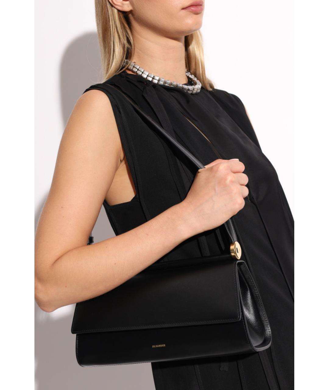 JIL SANDER Черная кожаная сумка через плечо, фото 3