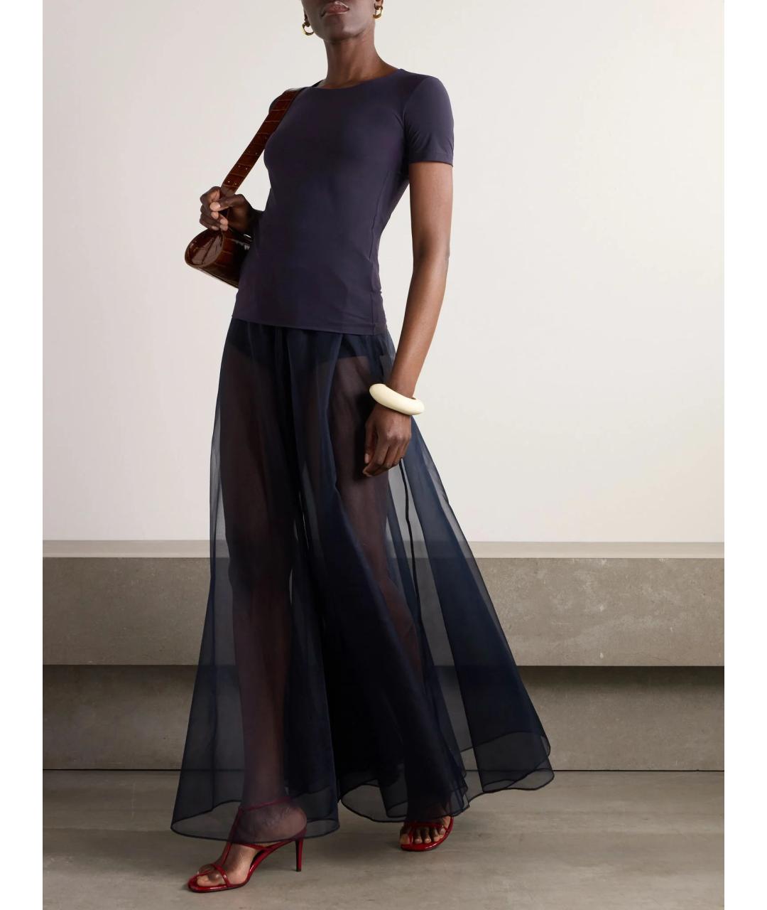 JIL SANDER Темно-синяя полиамидовая футболка, фото 2