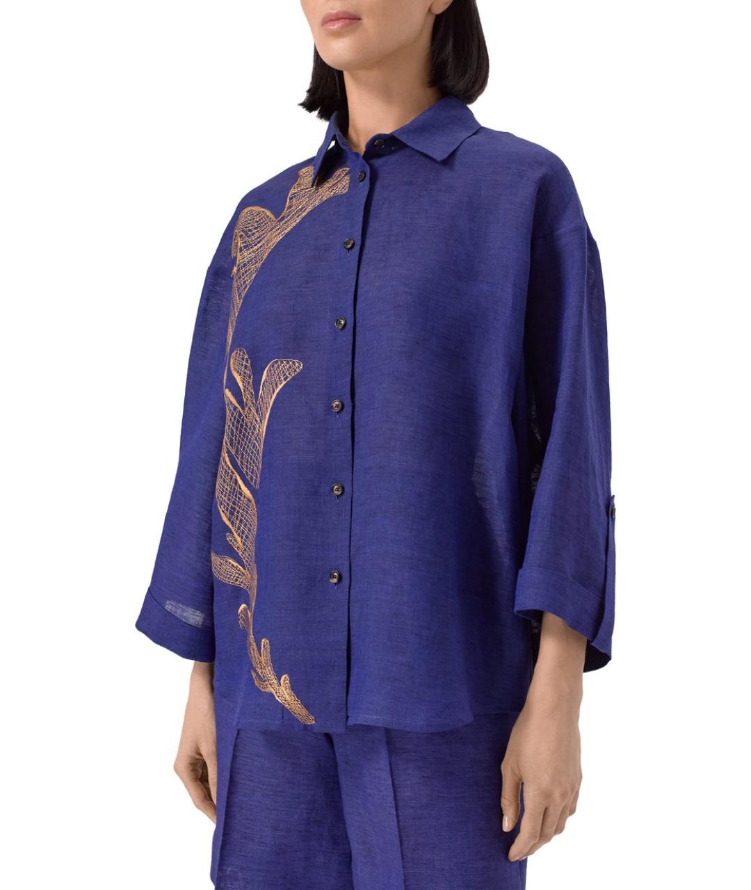 KITON Темно-синяя льняная рубашка, фото 3