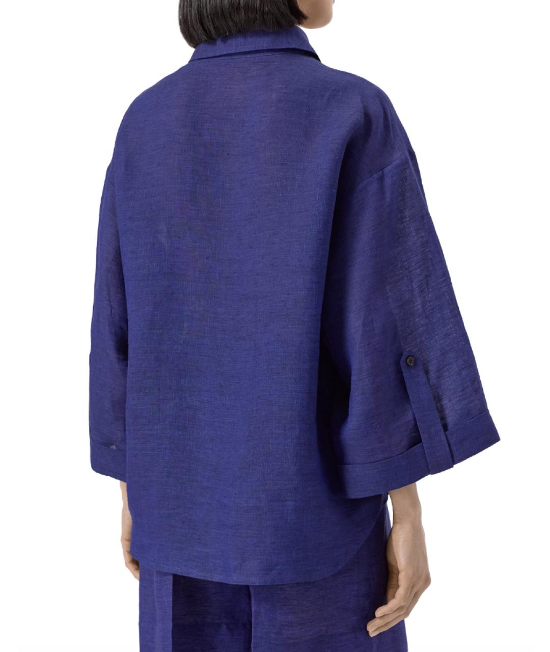 KITON Темно-синяя льняная рубашка, фото 4