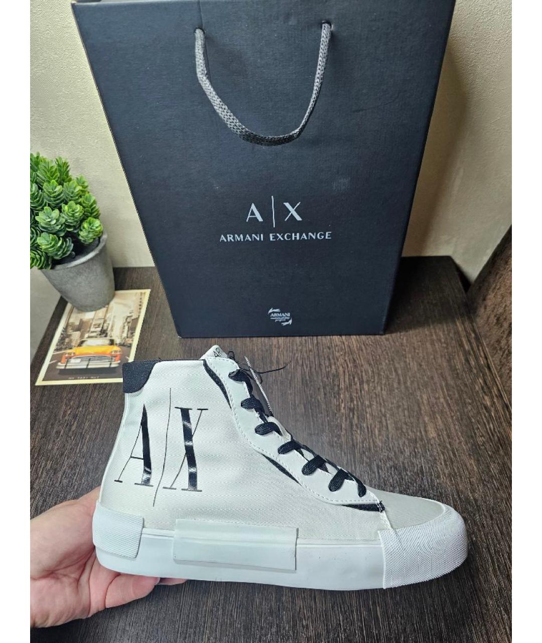 ARMANI EXCHANGE Белые текстильные кеды, фото 4
