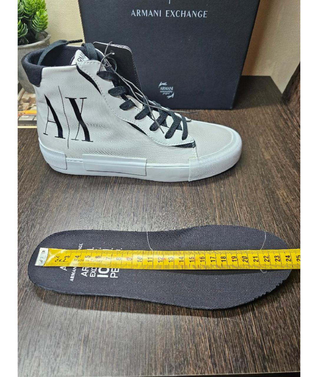 ARMANI EXCHANGE Белые текстильные кеды, фото 3