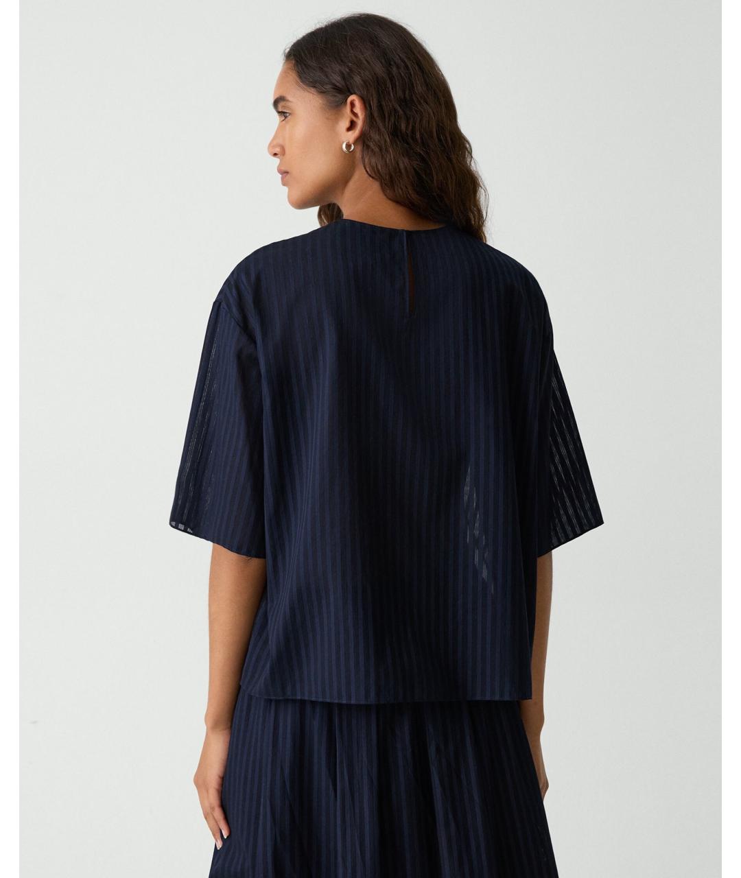 THEORY Темно-синяя шелковая блузы, фото 3