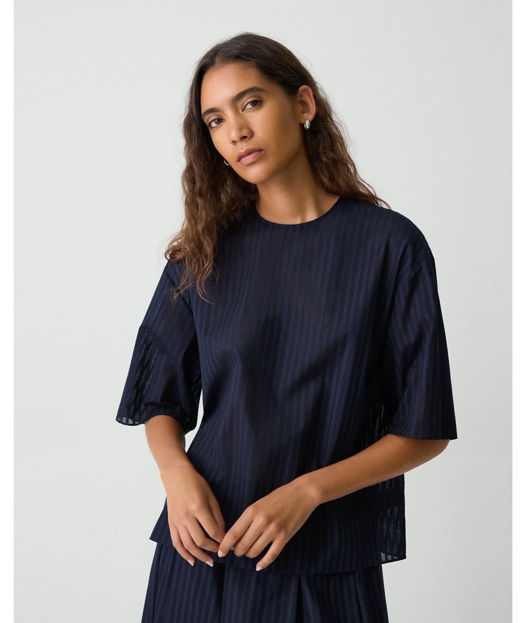 THEORY Темно-синяя шелковая блузы, фото 6