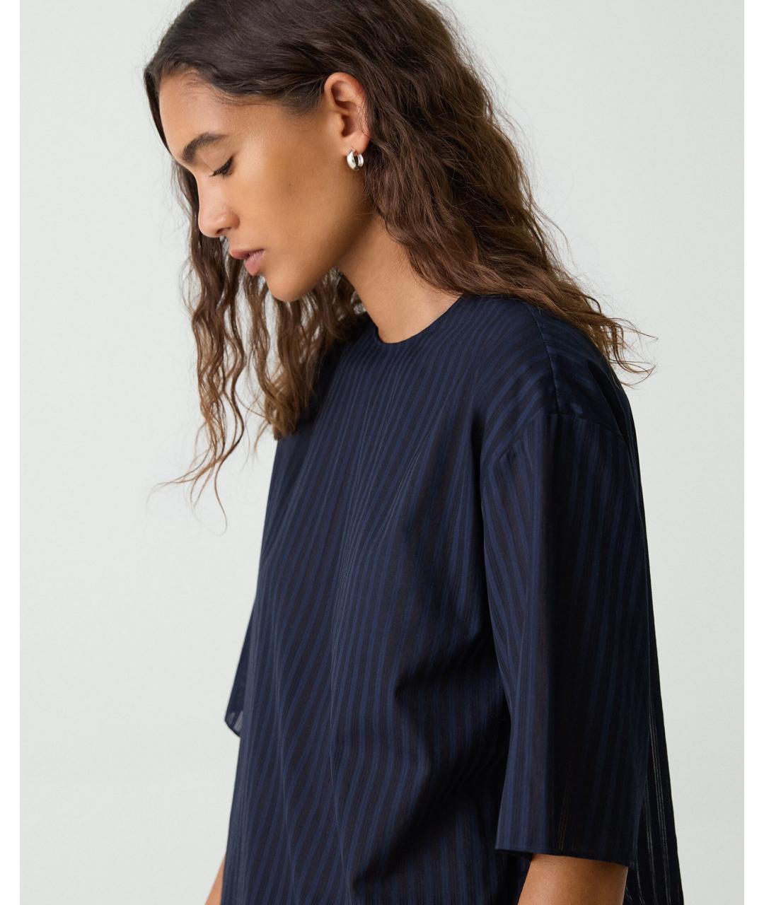 THEORY Темно-синяя шелковая блузы, фото 4