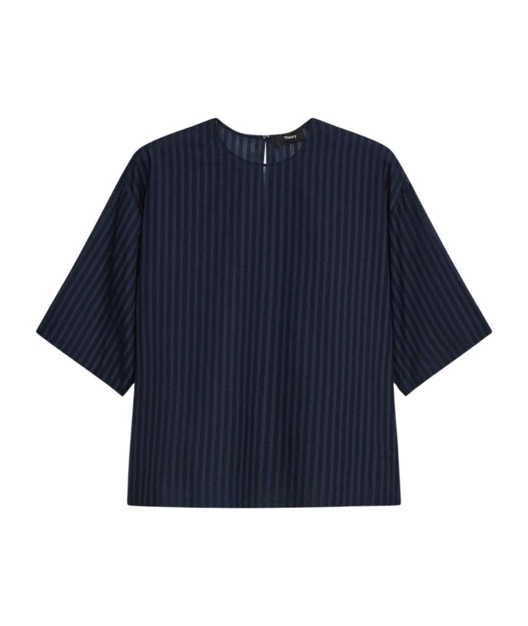 THEORY Темно-синяя шелковая блузы, фото 1