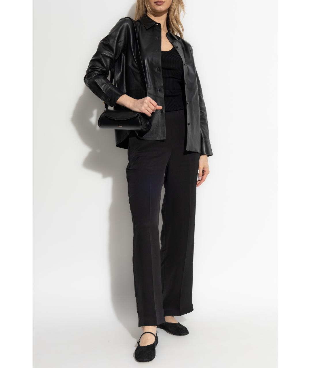 THEORY Черные шелковые прямые брюки, фото 2