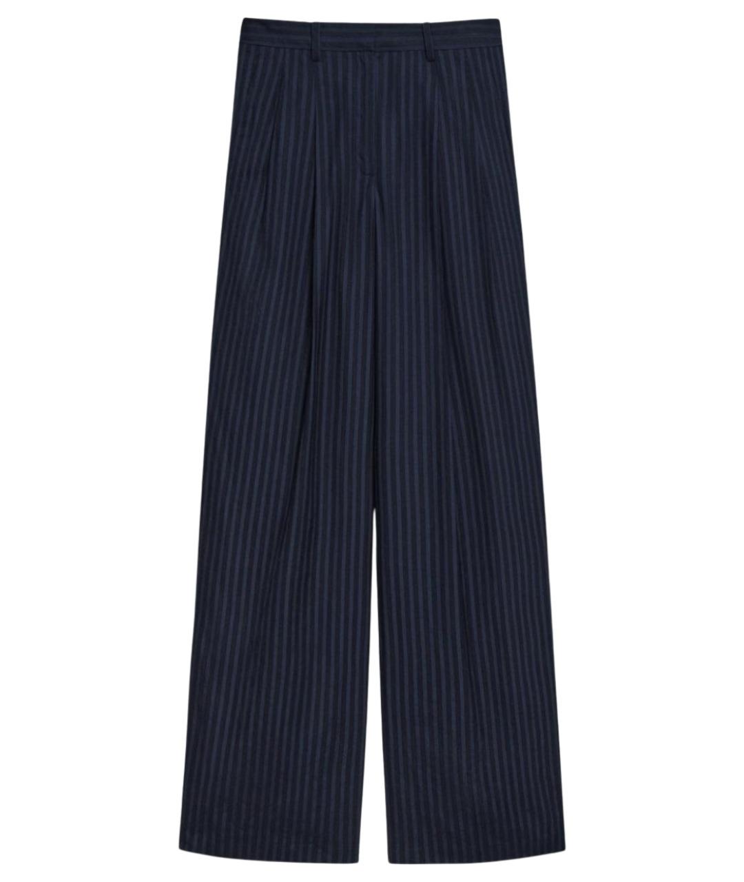 THEORY Темно-синие хлопковые брюки широкие, фото 1