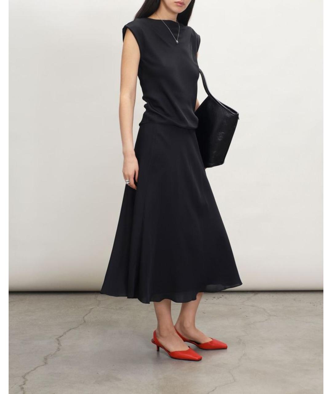 THEORY Черная шелковая юбка макси, фото 2