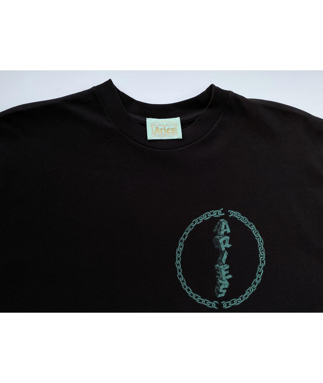 ARIES Черная хлопковая футболка, фото 3