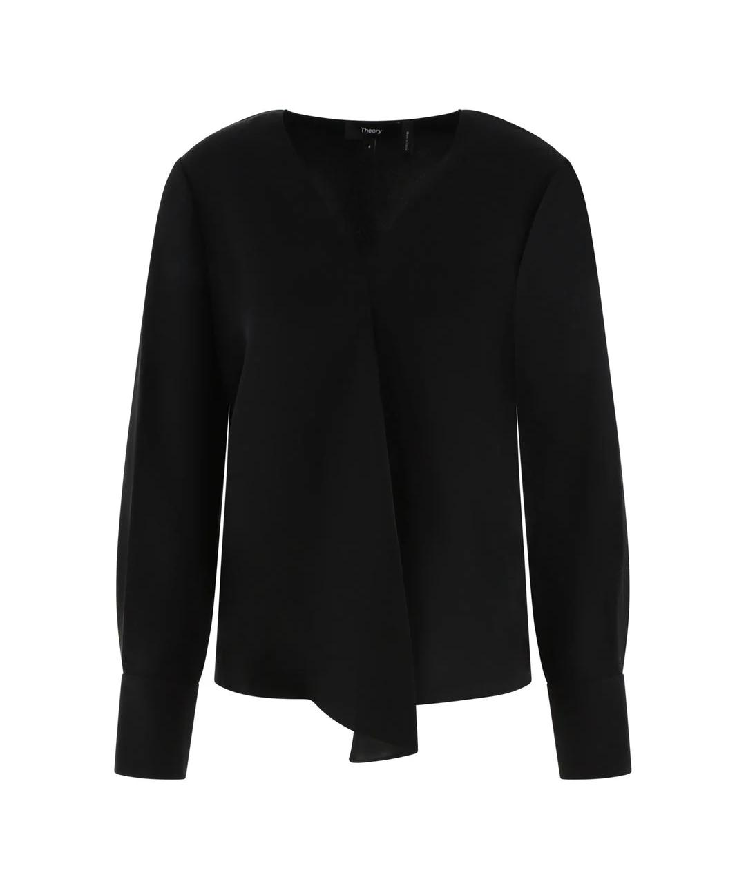 THEORY Черная шелковая блузы, фото 1