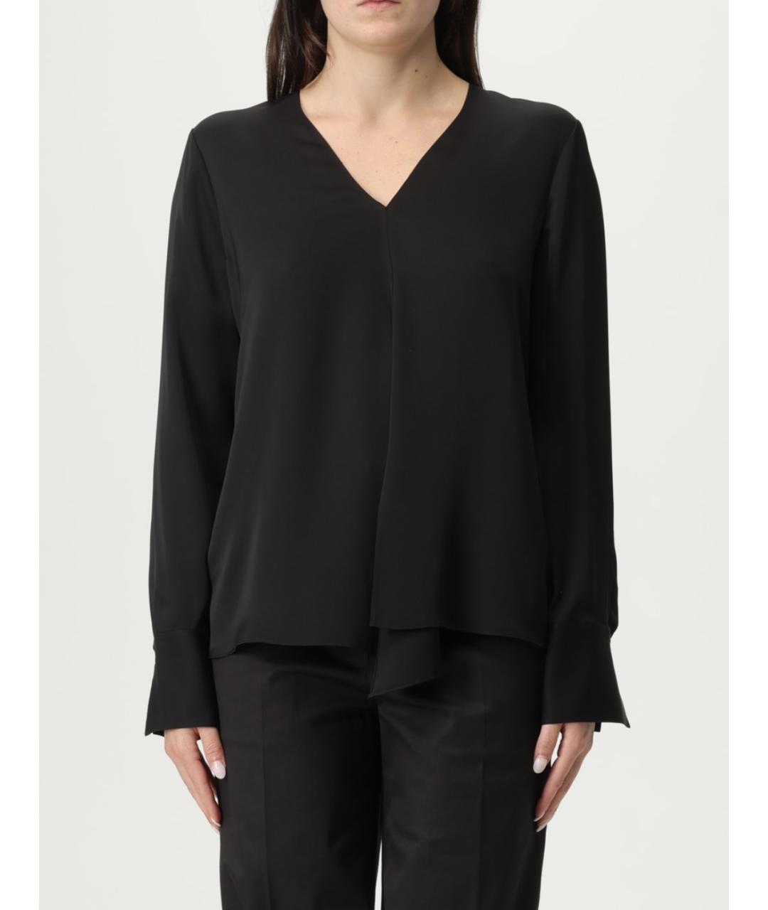 THEORY Черная шелковая блузы, фото 2