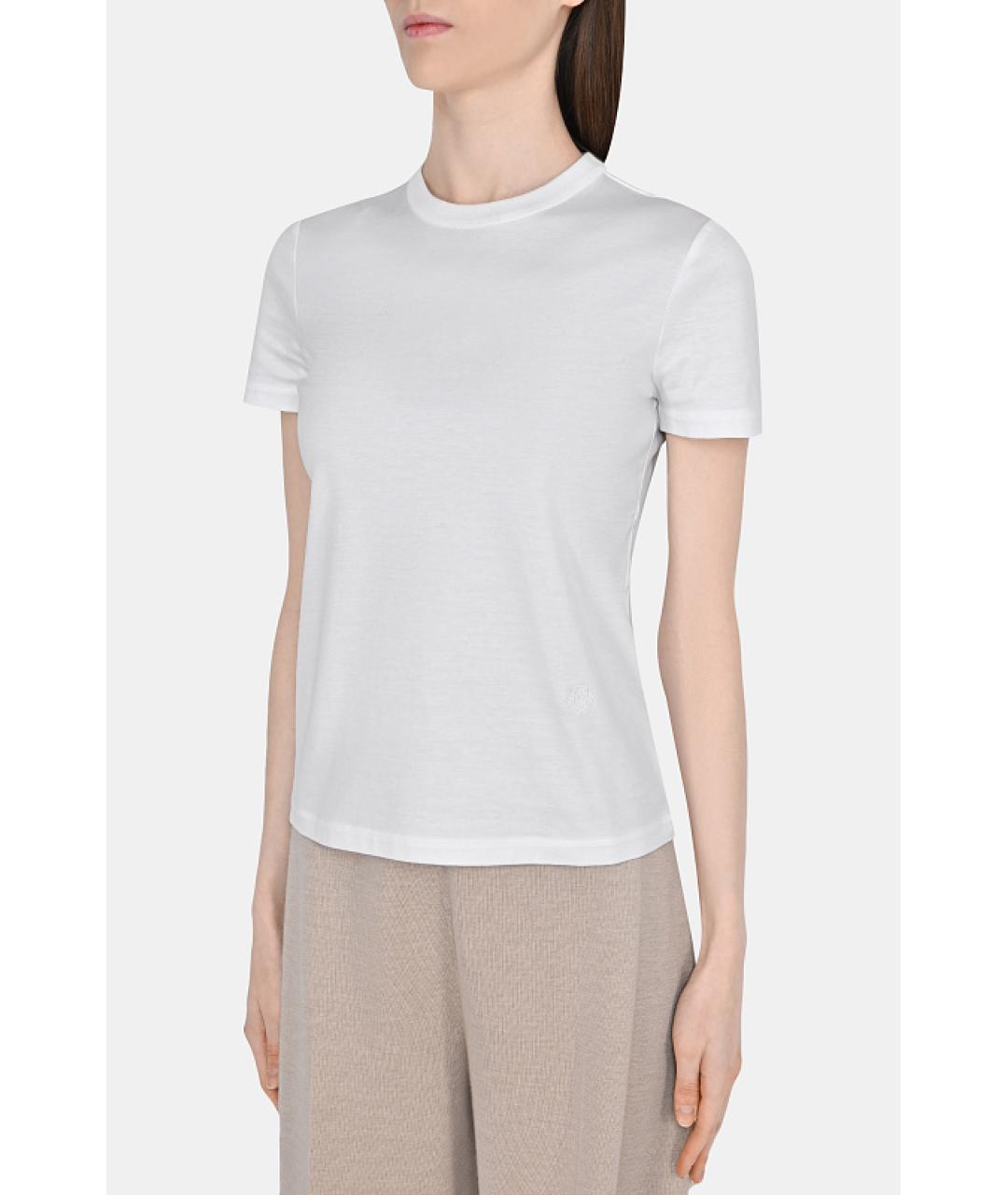 LORO PIANA Белая хлопковая футболка, фото 2