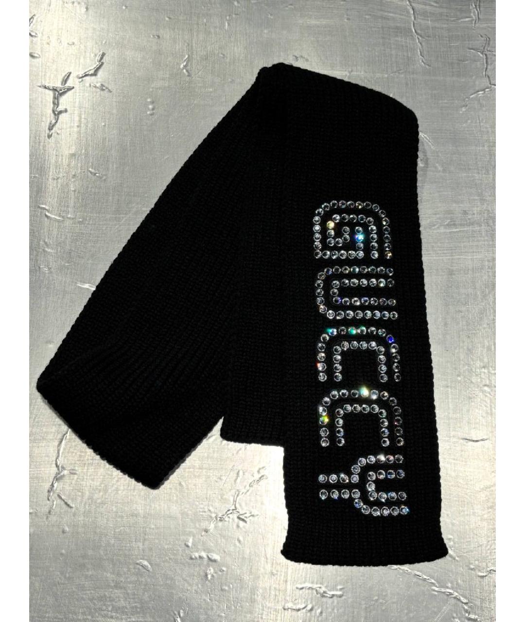 GUCCI Черный шерстяной шарф, фото 4