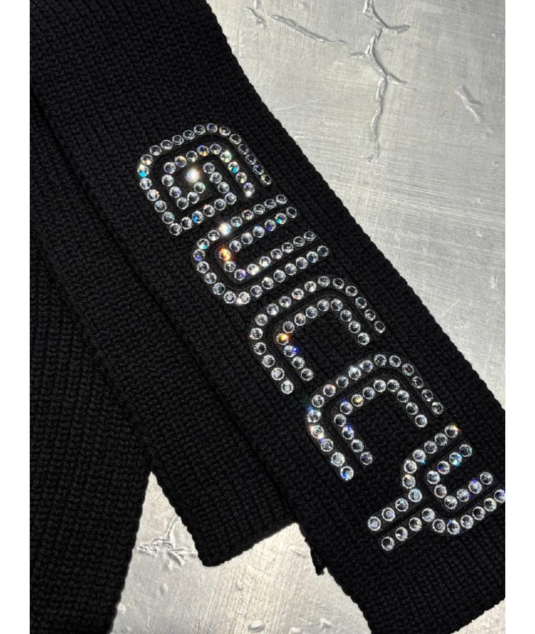 GUCCI Черный шерстяной шарф, фото 2