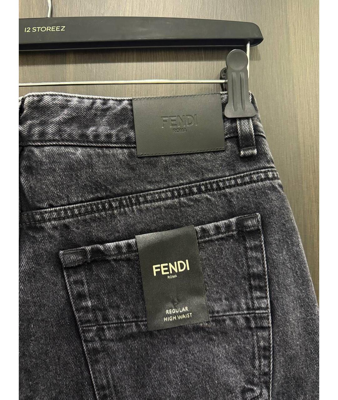 FENDI Черные хлопковые прямые джинсы, фото 4
