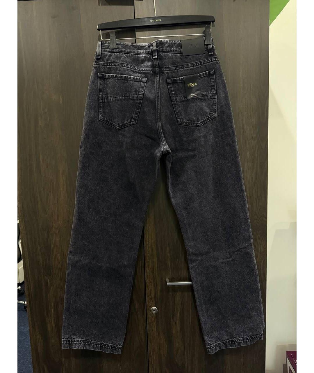 FENDI Черные хлопковые прямые джинсы, фото 2