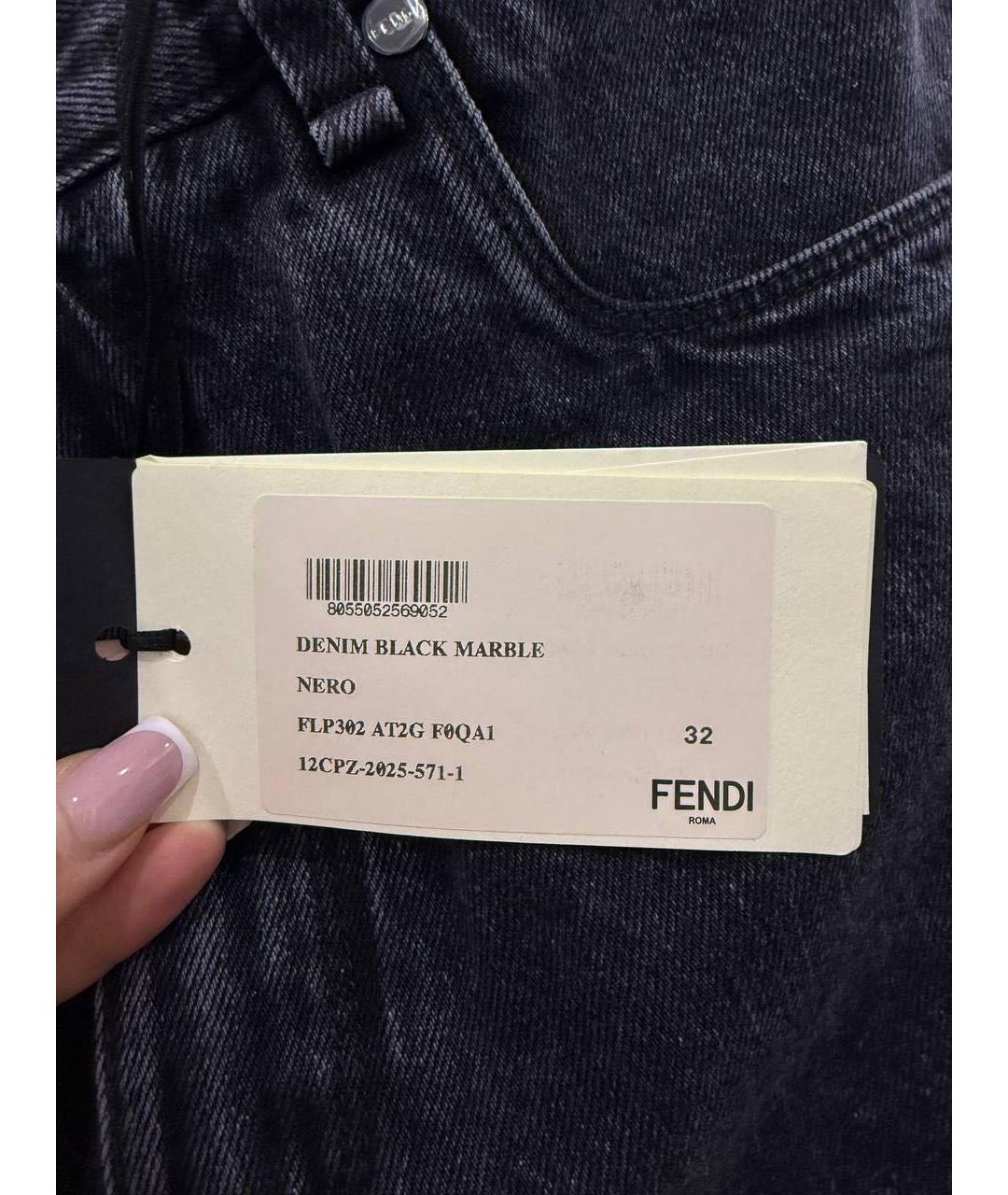 FENDI Черные хлопковые прямые джинсы, фото 5