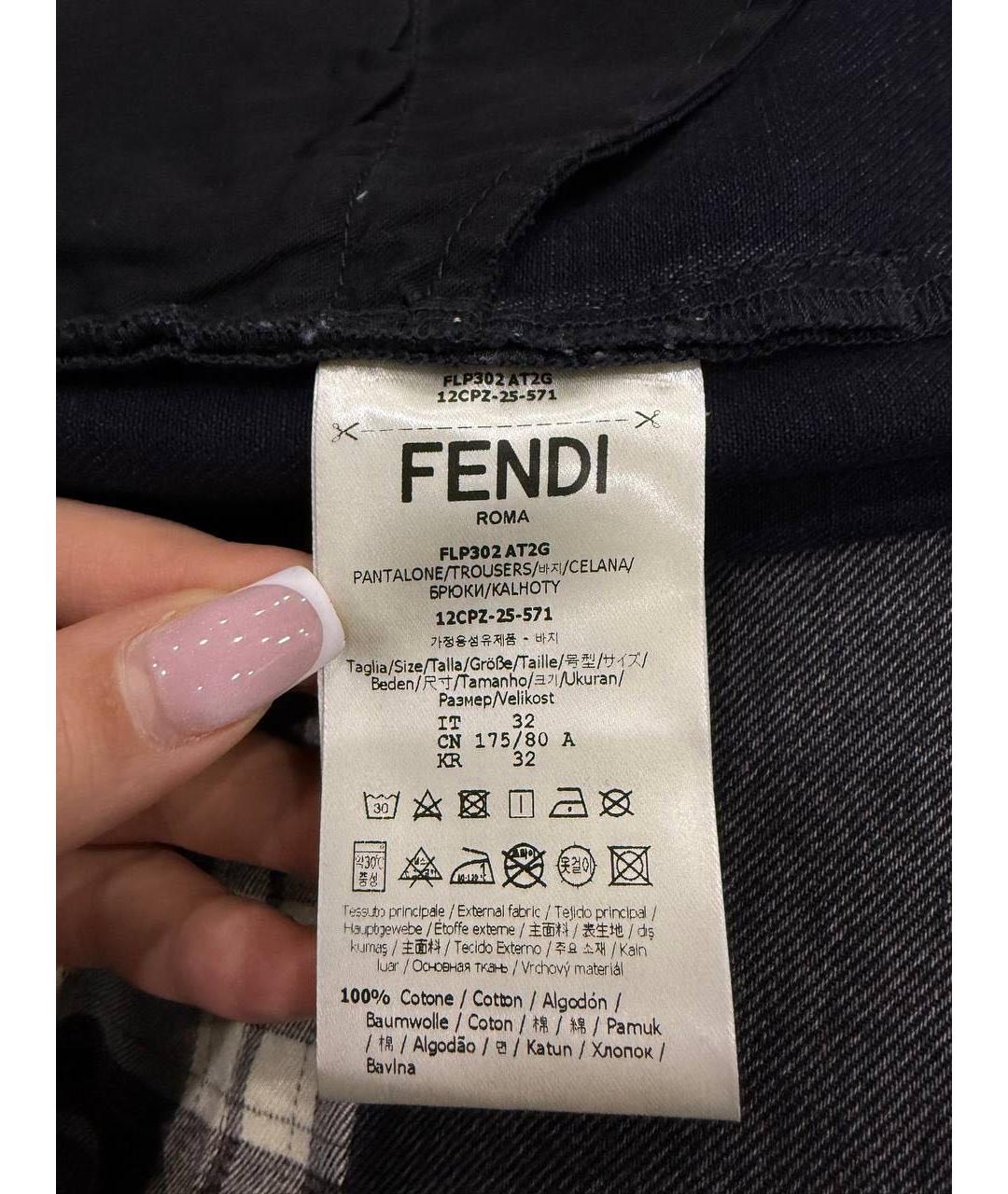 FENDI Черные хлопковые прямые джинсы, фото 6