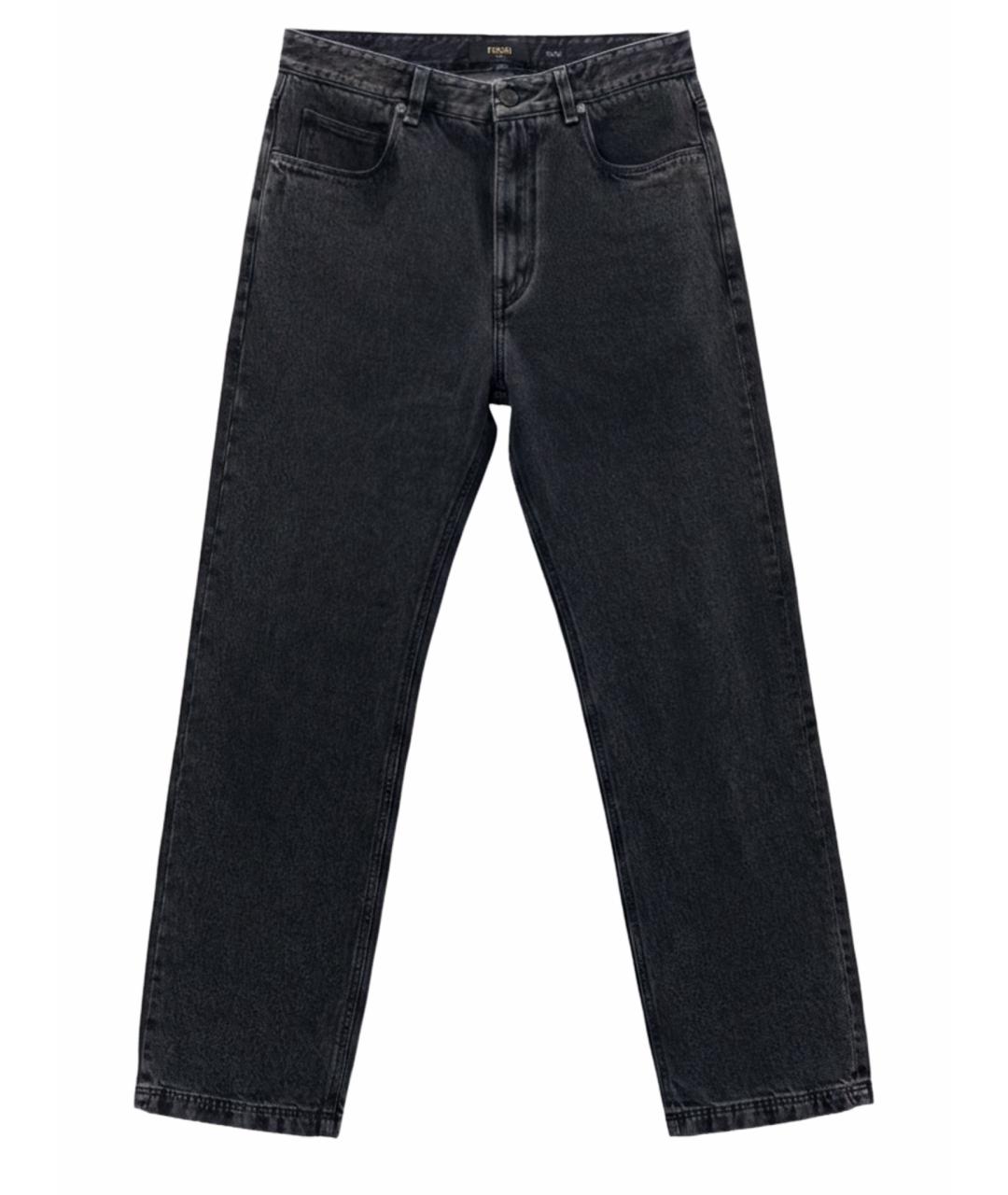 FENDI Черные хлопковые прямые джинсы, фото 1